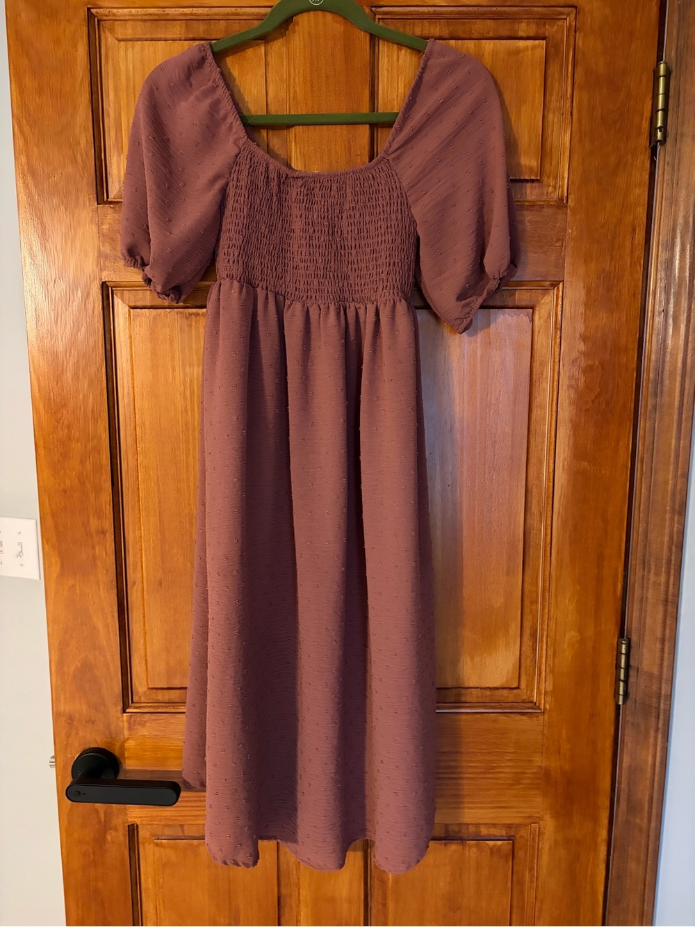 Mauve Smocked Puff-Sleeve dress